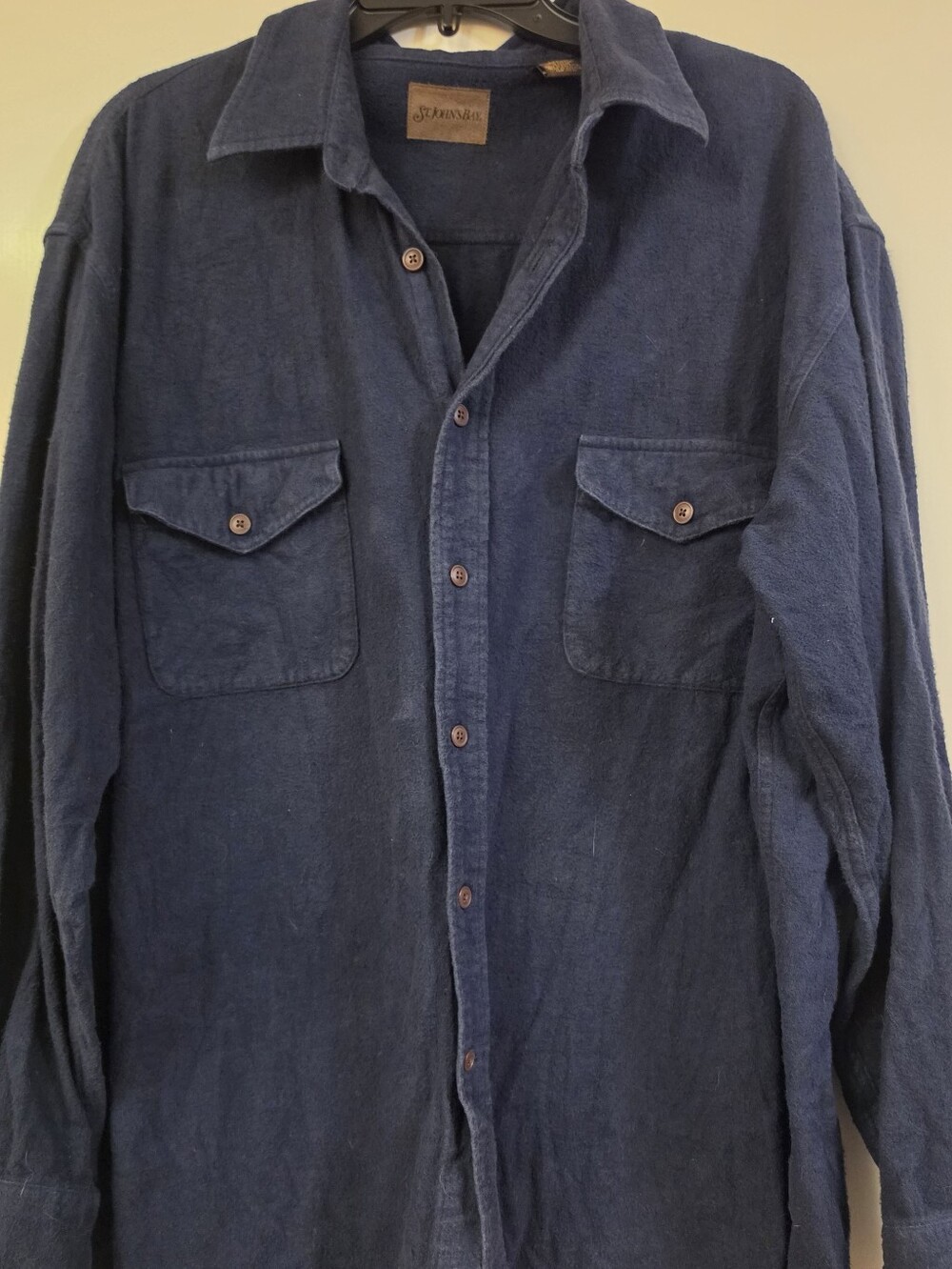 St John's Bay Dark Blue Chamois Button Down, XL Tall